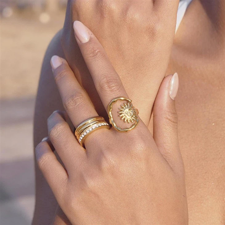 Adjustable Sun Face Open Ring factory