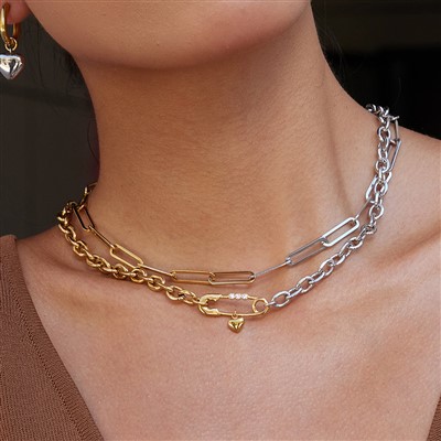 Намисто-ланцюжок зі скріпкою-оберегом у формі серця