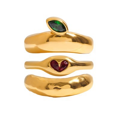 Набір каблучок з цирконовим куполом