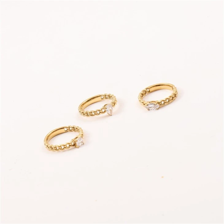 Zircon Stainless Steel Chain Ring